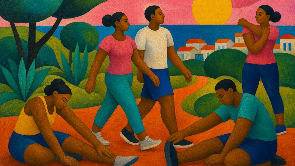 Pintura modernista colorida: Atividade física: quanto e como, segundo a OMS