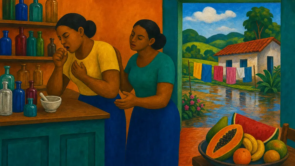 Pintura modernista colorida: Engasgo leve: incentive a tosse — é a melhor manobra