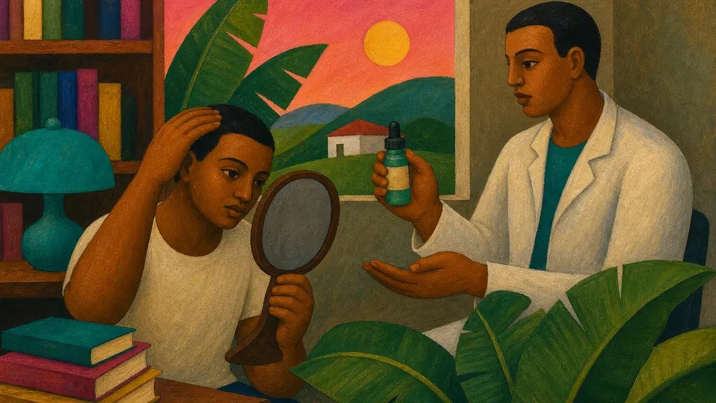 Pintura modernista colorida: Finasterida e minoxidil: o que esperar no tratamento da queda de cabelo