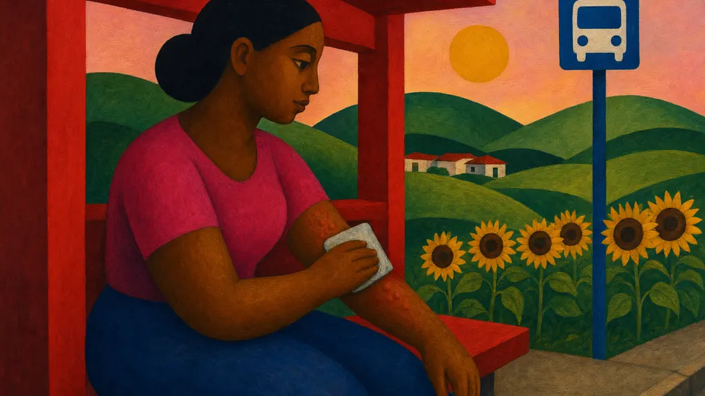 Pintura modernista colorida: Urticária e alergia na pele: placas que coçam